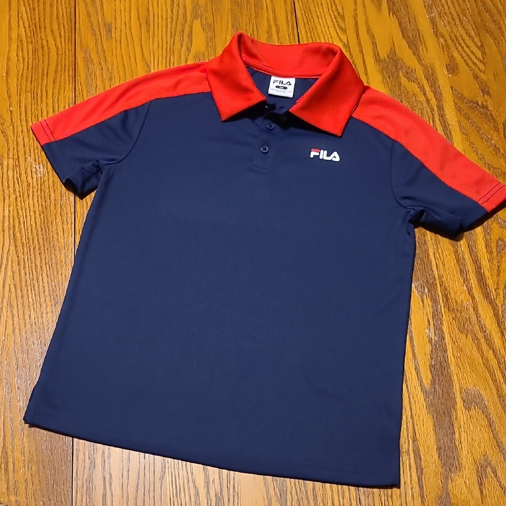 Fila Athletic Navy Blue And Red Polo Shirt - Boy's Small